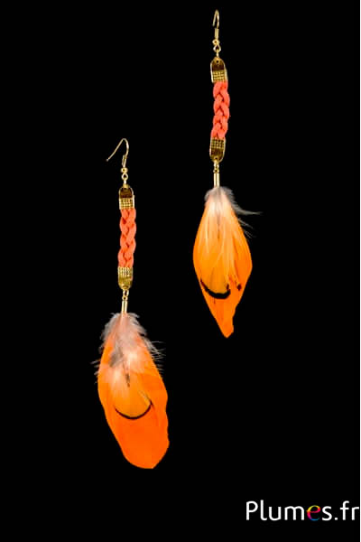 Boucles d'oreilles Oie - longueur 10 cm - orange